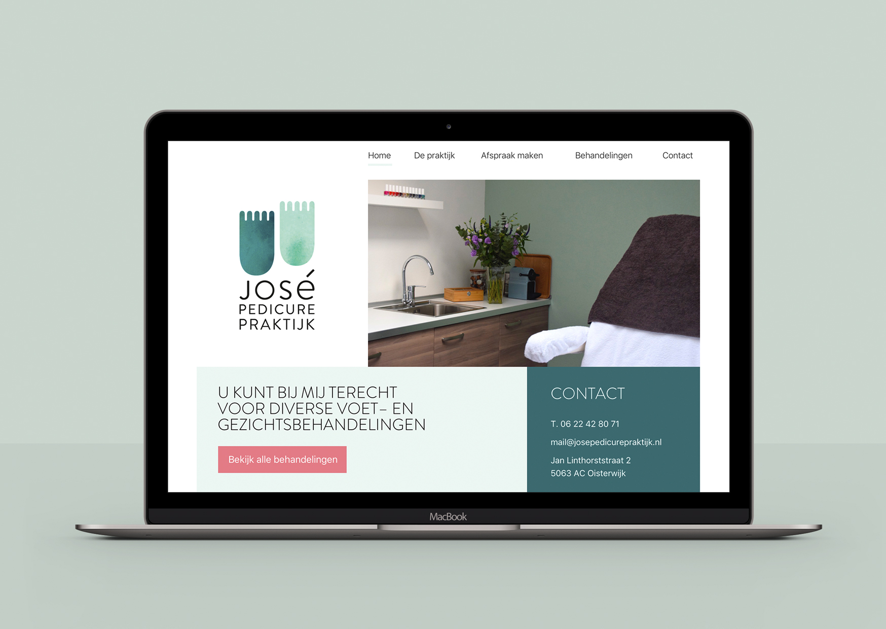 José Pedicurepraktijk, Studio Enkelvoud, website, pedicure, grafisch ontwerp, responsive, web, online, huisstijl, logo, voetjes