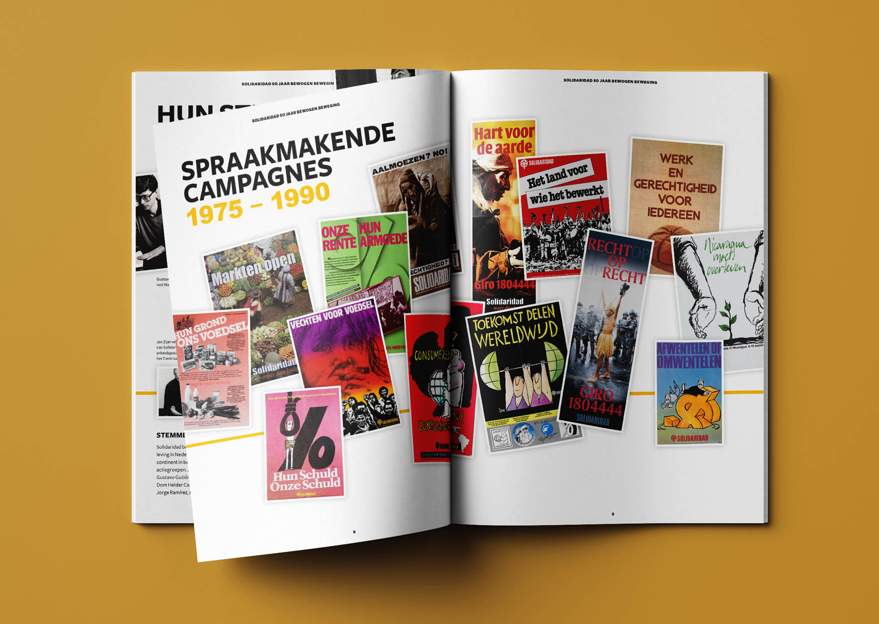 magazine, jubileum, solidaridad, goud, tijdlijn, 50 jaar, belangenorganisatie, editorial, grafisch ontwerp, graphic design, oké bananen