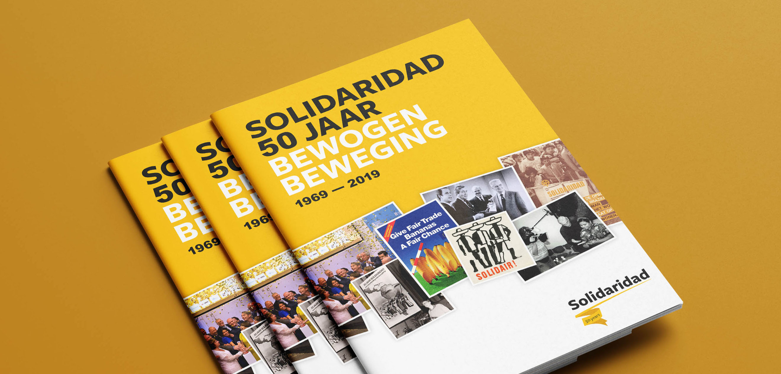 Solidaridad, Jubileum, jubileummagazine, magazine, tijdschrift, 50 jaar, 50-jarig, bestaan, tijdlijn, geel, goud, gouden
