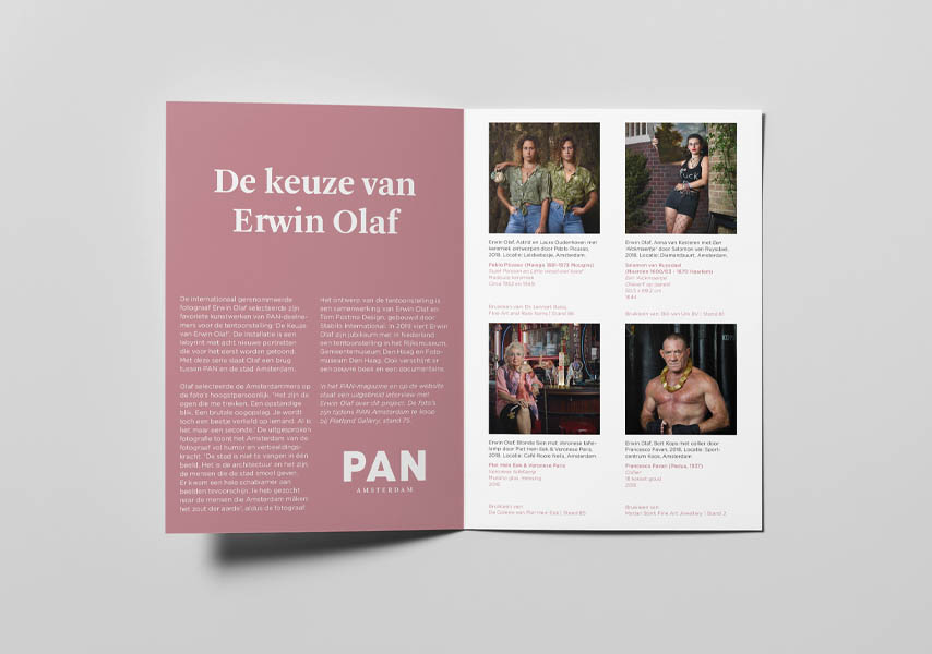 PAN Amsterdam, Amsterdam, 2018, beurs, kunst, art, fair, antiek, design, grafisch, ontwerp, grafisch ontwerp, graphic design, campagne, erwin olaf, fotografie, folder, pan podium, podium, flyer, editoriaal, erwin olaf