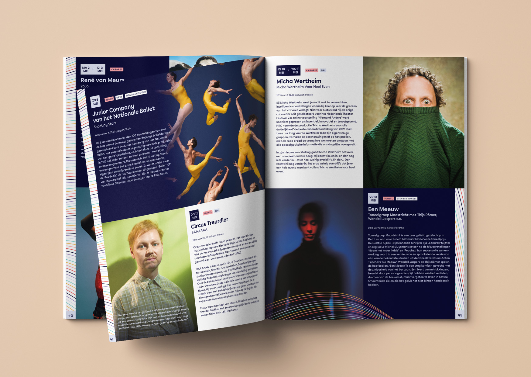 Theater de Veste, theater, seizoensbrochure, brochure, grafisch ontwerp, editorial, opmaak, lay-out, cultureel, 2021, dans, toneel, cabaret, college, debat, dans, concert, jeugd